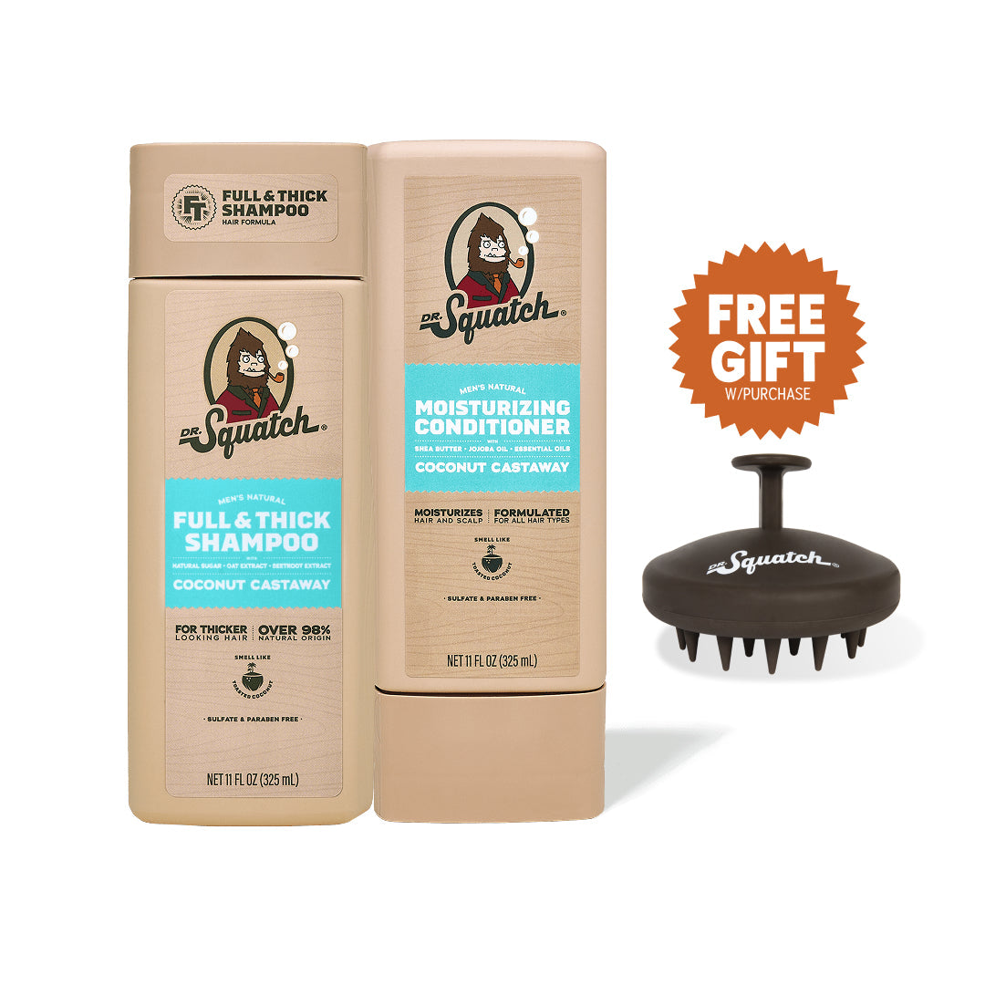 Hair Care Kit + Free Scalp Scrubber | Full & Thick Shampoo | Moisturizing Conditioner | Natural Products for Men S8