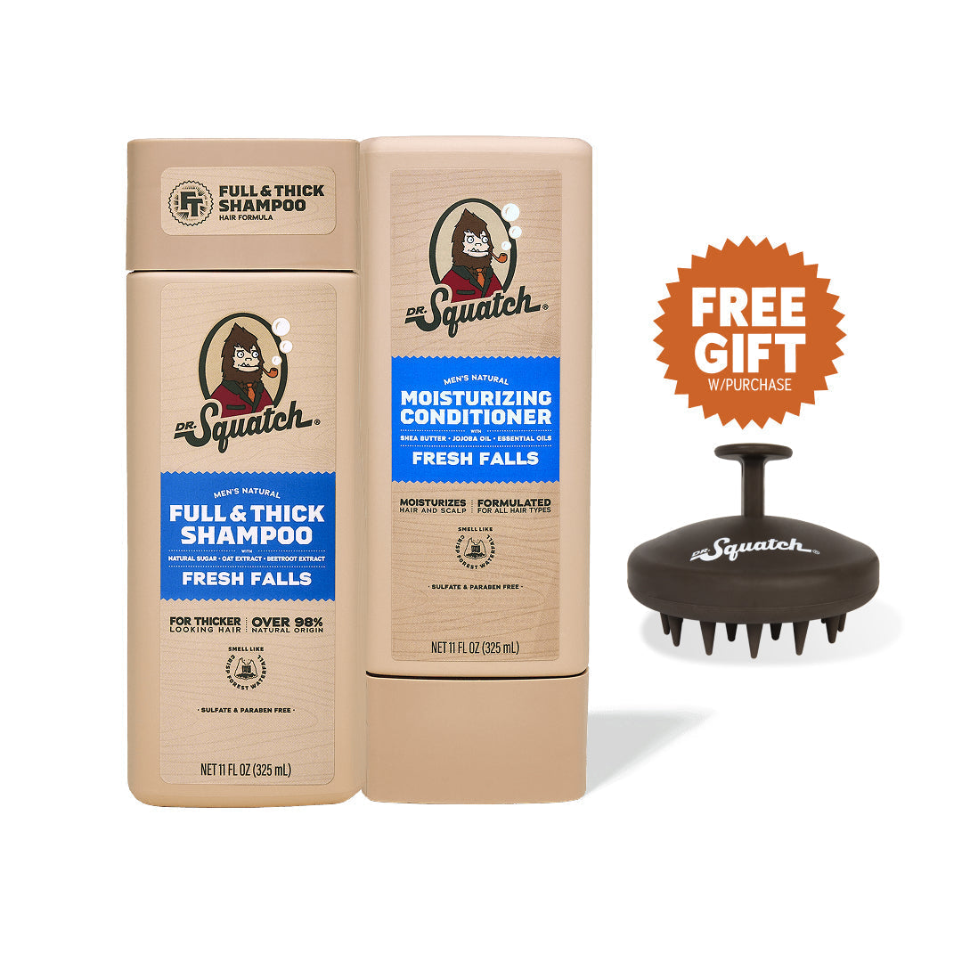 Hair Care Kit + Free Scalp Scrubber | Full & Thick Shampoo | Moisturizing Conditioner | Natural Products for Men S8