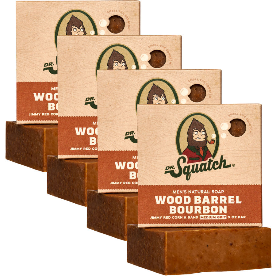 4-Pack Wood Barrel Bourbon Natural Bar Soap L2